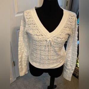 Hollister White V-Neck Sweater